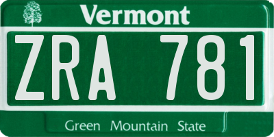 VT license plate ZRA781