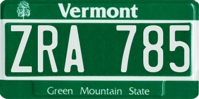 VT license plate ZRA785