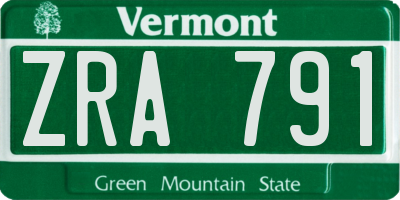 VT license plate ZRA791