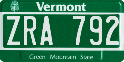 VT license plate ZRA792