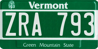 VT license plate ZRA793