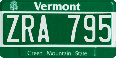 VT license plate ZRA795