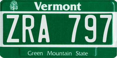 VT license plate ZRA797