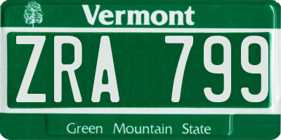 VT license plate ZRA799