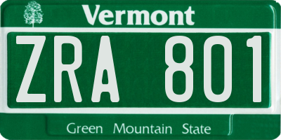 VT license plate ZRA801