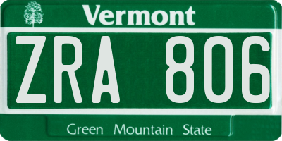 VT license plate ZRA806