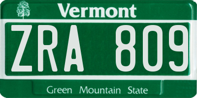 VT license plate ZRA809