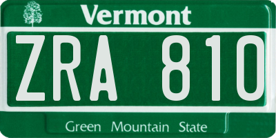 VT license plate ZRA810