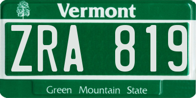 VT license plate ZRA819