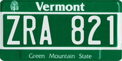 VT license plate ZRA821