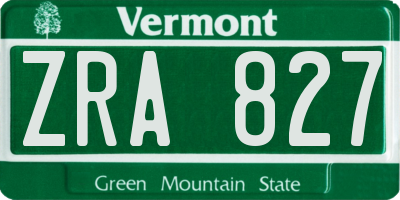 VT license plate ZRA827