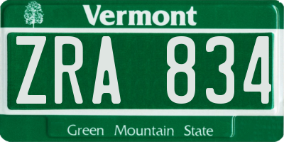 VT license plate ZRA834