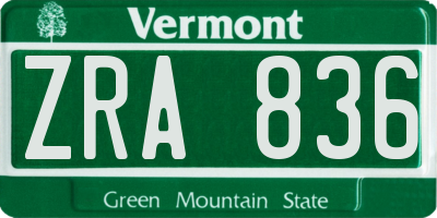 VT license plate ZRA836
