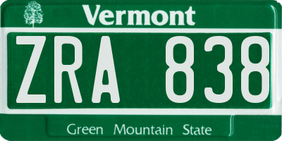 VT license plate ZRA838