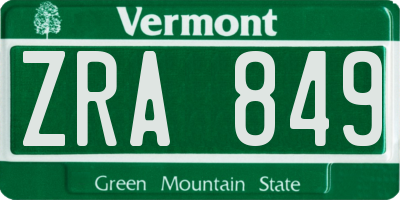 VT license plate ZRA849
