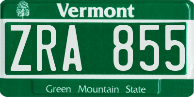 VT license plate ZRA855