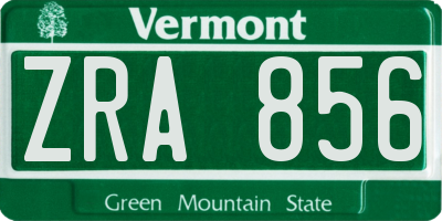 VT license plate ZRA856