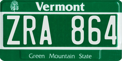 VT license plate ZRA864