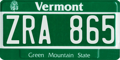 VT license plate ZRA865