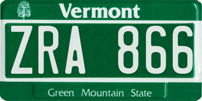 VT license plate ZRA866