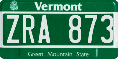 VT license plate ZRA873