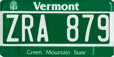 VT license plate ZRA879