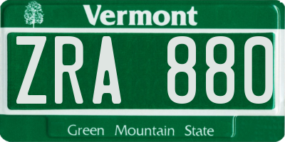 VT license plate ZRA880