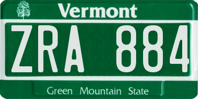 VT license plate ZRA884