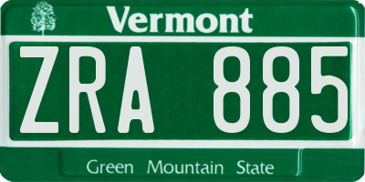 VT license plate ZRA885