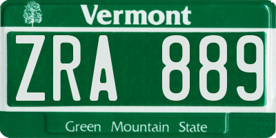 VT license plate ZRA889