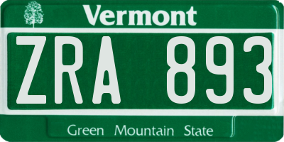 VT license plate ZRA893