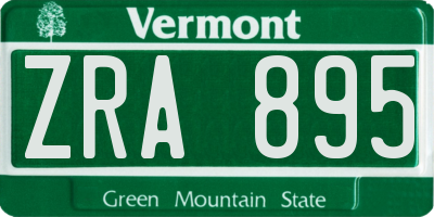 VT license plate ZRA895