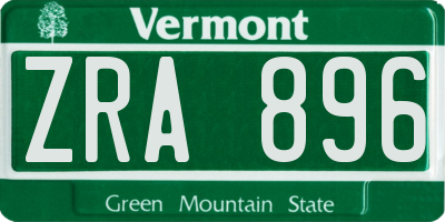 VT license plate ZRA896