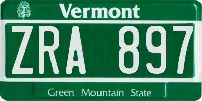 VT license plate ZRA897