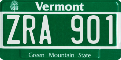 VT license plate ZRA901