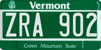 VT license plate ZRA902