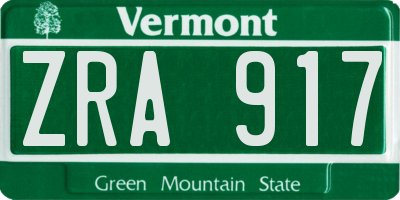 VT license plate ZRA917