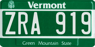 VT license plate ZRA919
