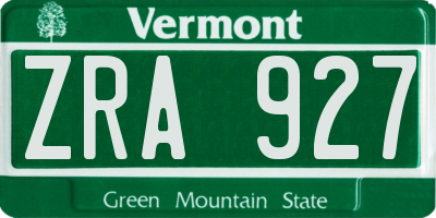 VT license plate ZRA927