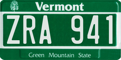 VT license plate ZRA941