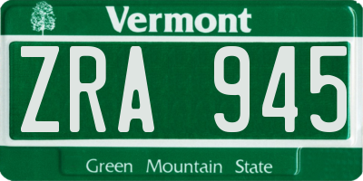VT license plate ZRA945