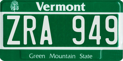VT license plate ZRA949