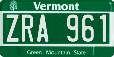 VT license plate ZRA961