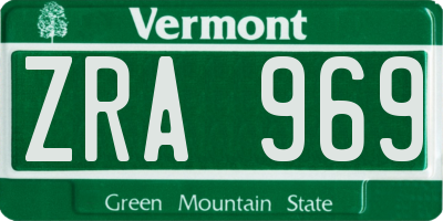 VT license plate ZRA969