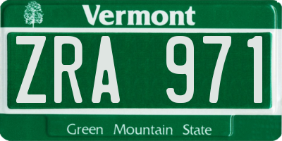 VT license plate ZRA971