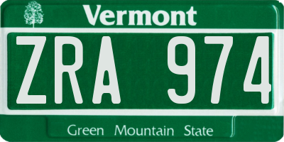 VT license plate ZRA974