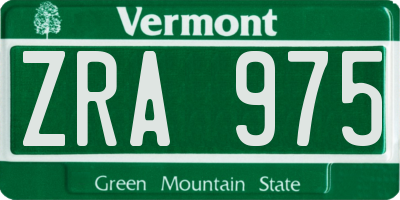 VT license plate ZRA975