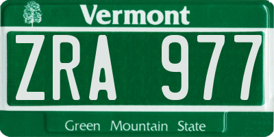 VT license plate ZRA977