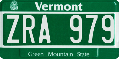 VT license plate ZRA979