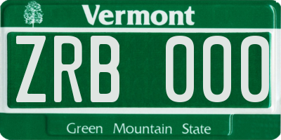 VT license plate ZRB000